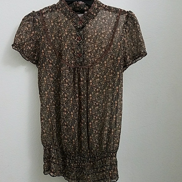 Brown Flower Blouse - Picture 1 of 6